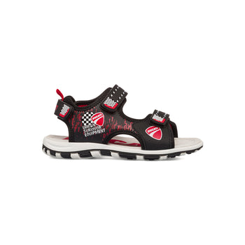 Sandali da ragazzo neri con dettagli rossi e logo Ducati, Brand, SKU k286000203, Immagine 0